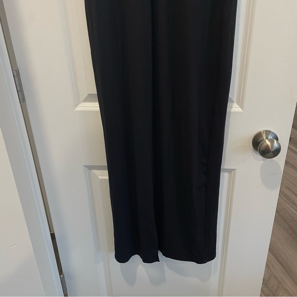 Athleta black white trim Signature Rib Maxi Dress Women Medium NWT - Picture 12 of 15
